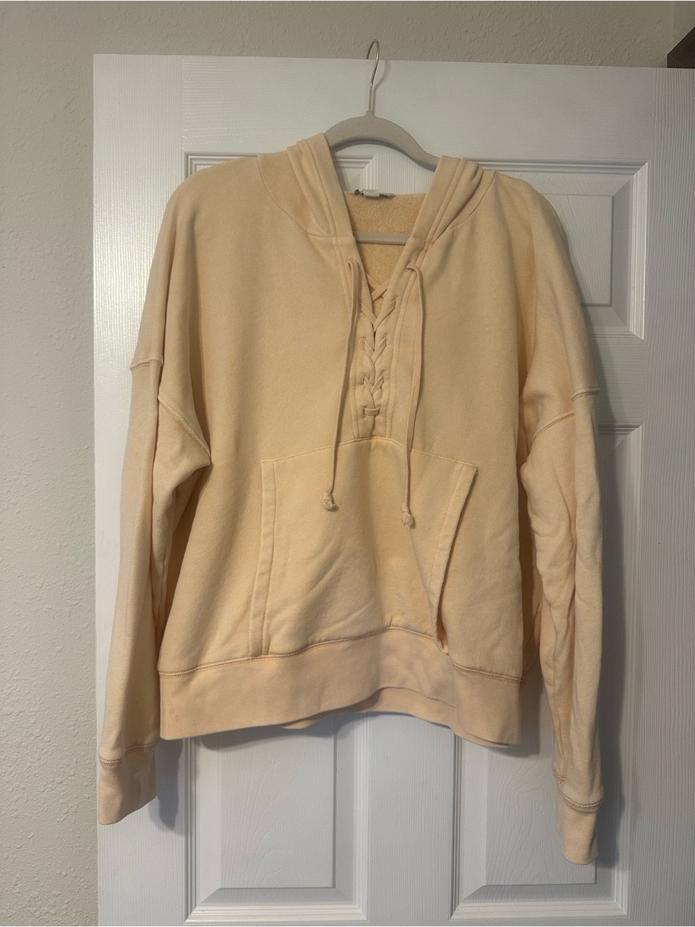 American Eagle Outfitters Lace-Up Hoodie - Peach